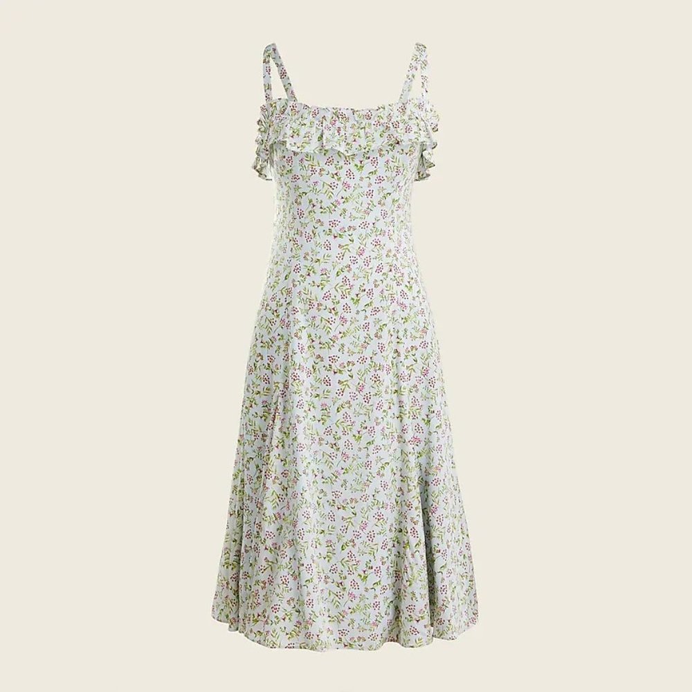 J. Crew Floral Midi Dress - Green and Purple